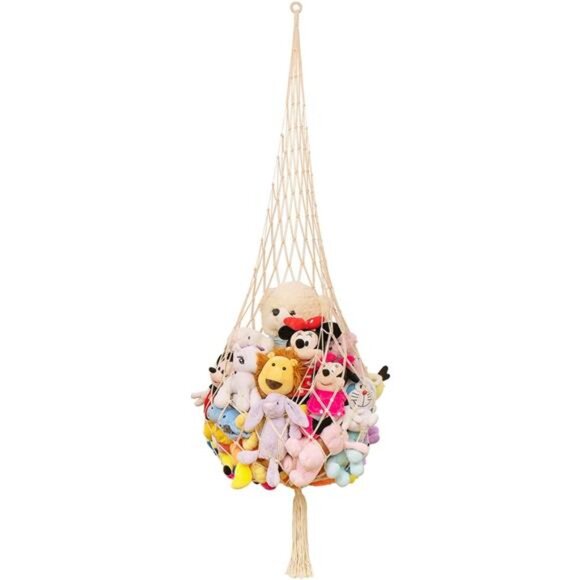Stuffed Animal Net or Hammock Macrame Toy Display- 6.5ft H,One Hook! - Picture 1 of 7